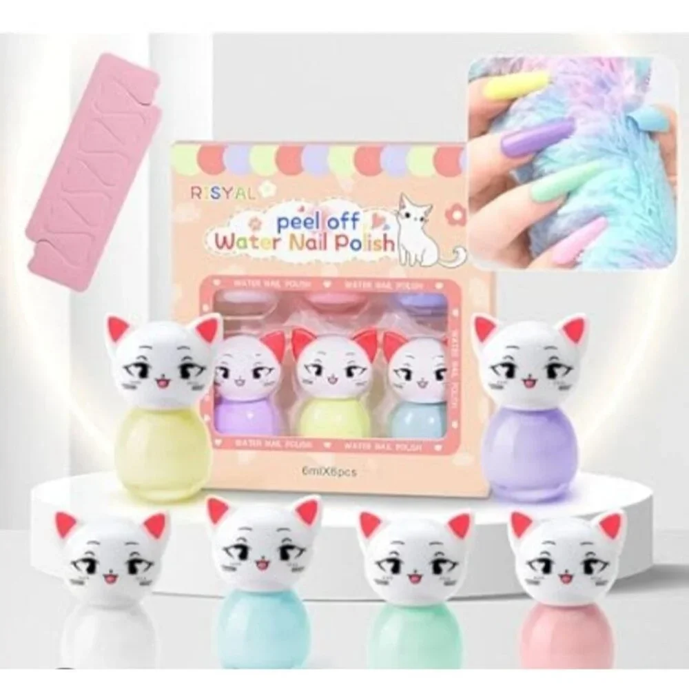 2 Pkg Bundle Non-Toxic Peel-Off Water-Based Nail Polish Set Kids & Women